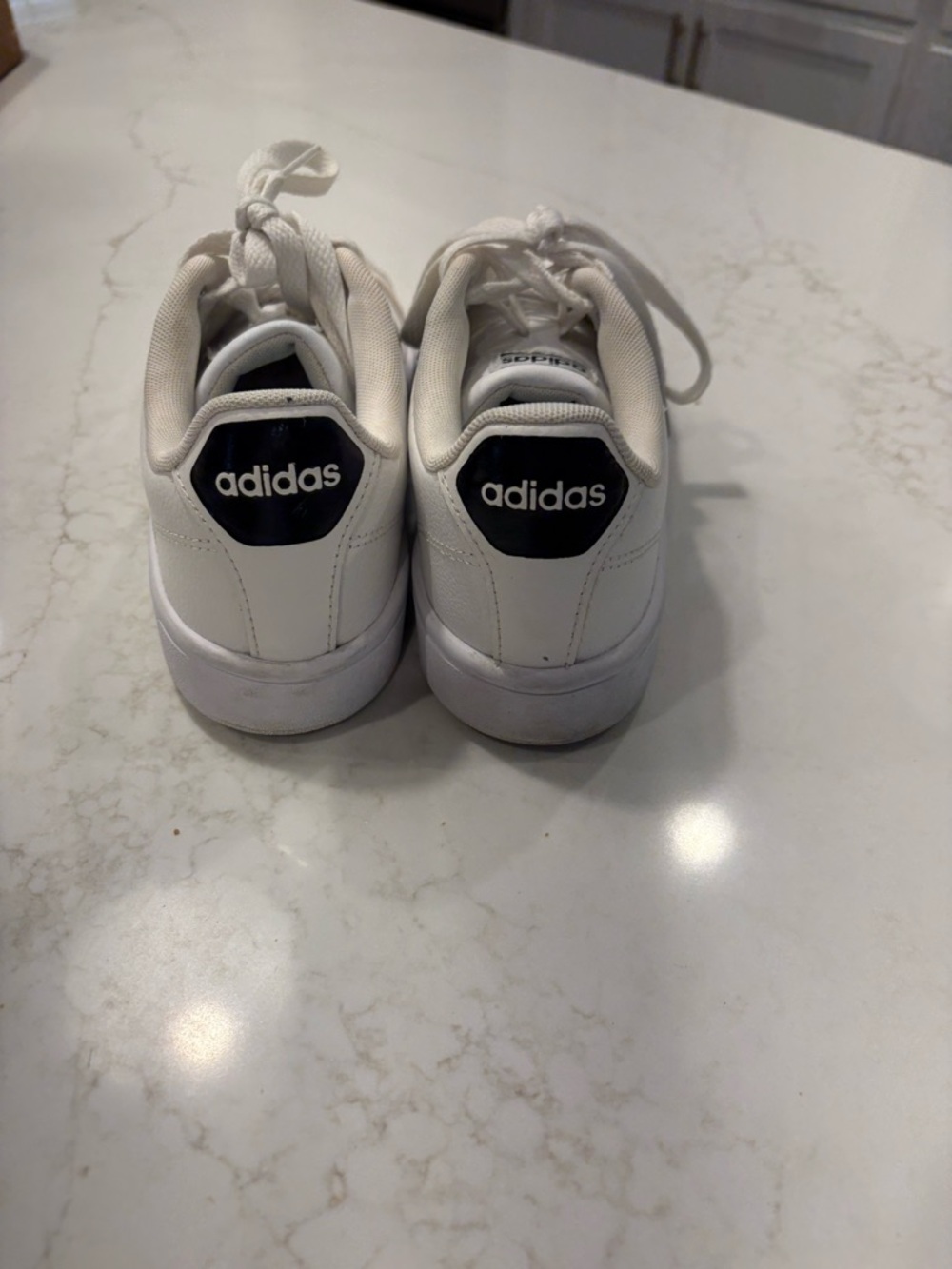 Adidas White Sneakers with Black Three Stripes - Picture 3 of 7